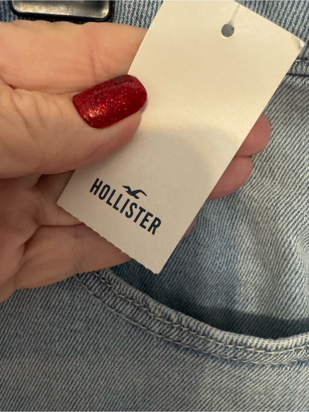 NWT Hollister High - Rise Straight Jeans with Branded Button SIZE: 18 TALL #V - Picture 7 of 8